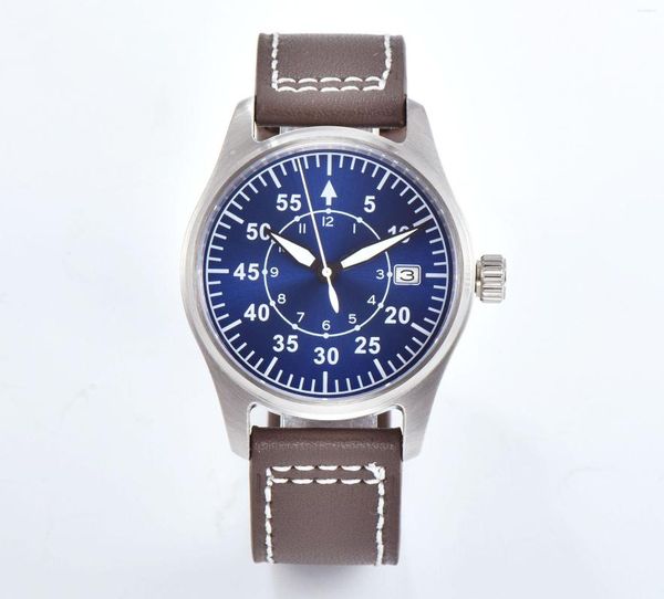 Relojes de pulsera Tandorio reloj de buceo para hombre automático Japón NH35 movimiento azul cara fecha 200M impermeable caucho/correa de cuero zafiro