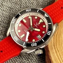 Tandorio SBDX001 Diver Steel Automatic Watch Heren White Chapter Ring MOP Rode wijzerplaat Saffierglas Waterdicht horloge Groen