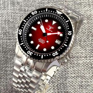 Montres-bracelets Tandorio Sunburst Red NH35A Montre de plongée mécanique Hommes SKX Modèle 3.8 Couronne NH35 Movt 120 Clics Lunette 200M Horloge étanche