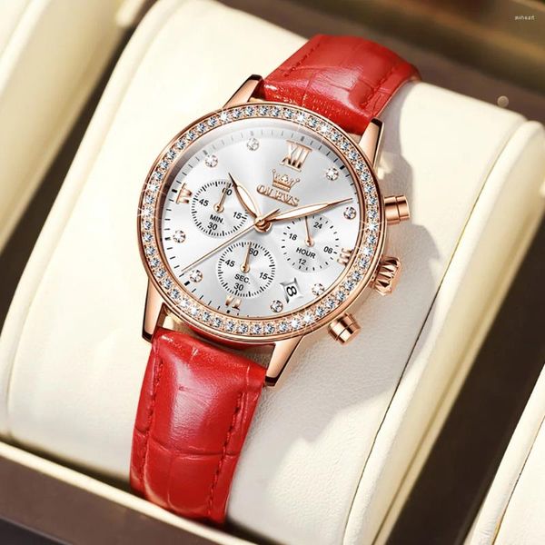 Relojes de pulsera TAXAU Relojes de lujo para mujer Cuero transpirable Cronógrafo de cuarzo Reloj luminoso impermeable original para mujer Reloj Para Mujer