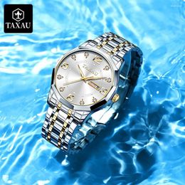 Montre-bracelets Taxau Luxury Original High Quality Man Watch Business Diamond Diamond Mentes de poignet Lumineux Date de date imperméable Semaine Mâle