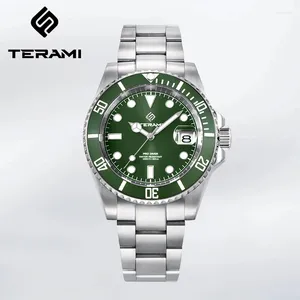 Montre-bracelets Terami 40 mm d'eau verte fantôme japon NH35 Watch mécanique entièrement automatique pour hommes 30BAR Super Lume étanche Reloj