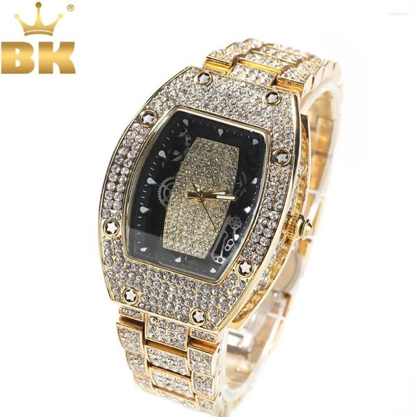 Montre-bracelets The Bling King Big Men's Watch Imperproofroproof Full Iced Out Rectangle Quartz Quartz Automatic Mens Hiphop