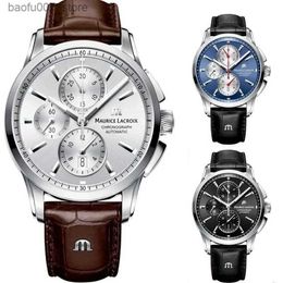 Montre-bracelets The New Maurice Lacroix Ben Tao Series Three Eye Chronograph est un cadeau pour hommes en cuir de luxe à la mode et décontracté