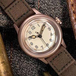 Horloges Doorn 36mm CuSn8 Brons A11 Amry Veld Horloge Voor Mannen NH35 Beweging Retro Tweede Wereldoorlog Militaire