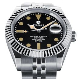 Relojes de pulsera TIANAS Reloj de cristal de zafiro Japón VJ Movimiento de cuarzo 316L SS Pulsera 50M Reloj de pulsera de natación impermeable Relogio Masculino 231025