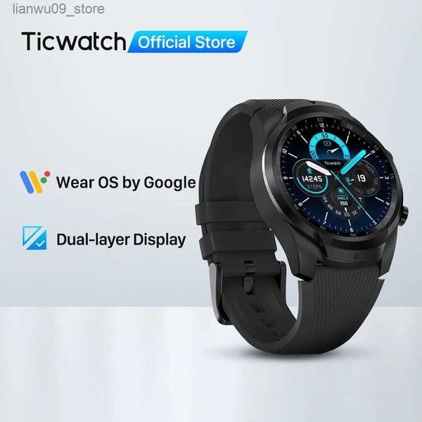 Montres-bracelets TicWatch Pro 512 Mo Smart Watch Mens Watch Wear OS pour iOS Android NFC Paiement GPS intégré IP68 Bluetooth étanche SmartwatchQ231123