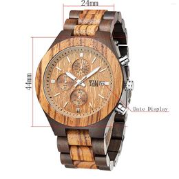 Horloges TJW 9018G Horloge High End Merk Mode Luxe Hout Sport Vintage Quartz Heren