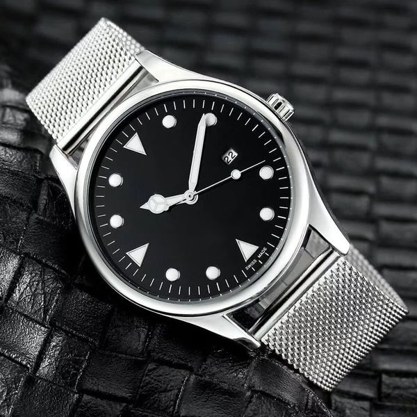 Relojes de pulsera Top Bra nd Relojes para hombre Dial de 40 mm Cuero Banda de acero Lujo Luminoso Reloj de cuarzo de moda a prueba de agua para hombres Relogios Masculinos Relojes de pulsera Christm