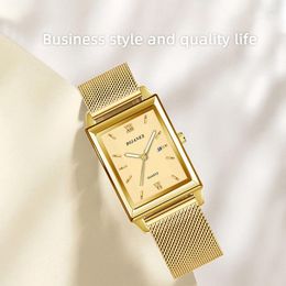 Montres-bracelets Top marque montre pour hommes cadran de luxe montre-bracelet à Quartz en acier inoxydable bracelet de montre robe d'affaires noir or Reloj Hombre