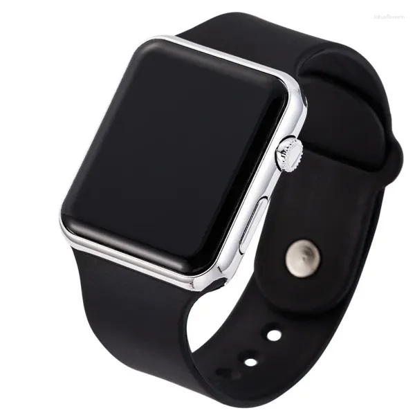 Montres-bracelets Top marque montre femme carré bande de Silicone montres LED numériques mâle femme montre-bracelet Sport horloge heures