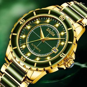 Horloges Top Emerald Jade Automatische heren Mechanische Horloges Saffier Spiraal Lichtgevende Wijzers Kalender Zwitserland Merk Klok