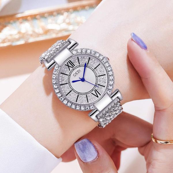 Montres-bracelets Top Fashion Business Full Diamond Bande d'acier étanche Quartz Montre pour femme Sky Star Premium Sense