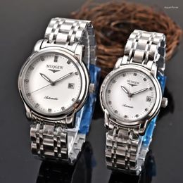 Relojes de pulsera Top Importado 316 Correa de acero inoxidable Diamante Cristal Espejo 3 Agujas Serie Soromia Pareja Movimiento mecánico automático