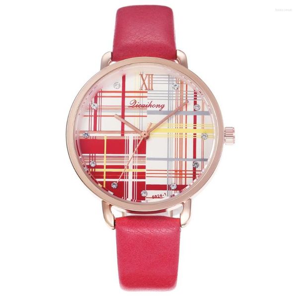 Montres-bracelets Top en cuir Quartz femmes montres montre-bracelet dames robe Montre strass couleur géométrique Montre