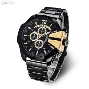 Relojes de pulsera de la mejor marca de lujo Cagarny, reloj para hombre, oro negro, acero inoxidable, relojes de pulsera de cuarzo para hombre, reloj militar, nuevo 24319