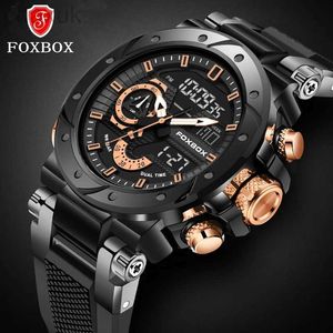 Polshorloges top luxe merk Foxbox sportheren horloges kwarts chronograaf analoge klok silicagel waterdichte militaire pols horloge voor man D240417