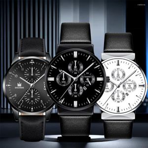 Horloges Top Luxe Zakelijk Herenhorloge 2023 Stijlvol Multi Dial Kalender Casual Man Lederen Sport Horloge Klok Gift Orologi Uomo