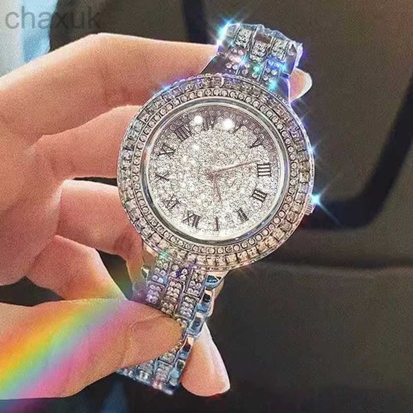 Montre-bracelets Top Luxury Diamond Watch for Women Elegant Brand Brand Quartz Steel Bracelet Watches Ladies Zircon Crystal Fashion Wrist Wrist Wistarch D240417