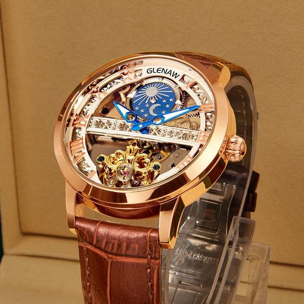 Relojes de pulsera Reloj para hombre superior Calidad mecánica automática Tourbillon romano Cuero impermeable Hombres 2023 Relojes de pulseraRelojes de pulsera