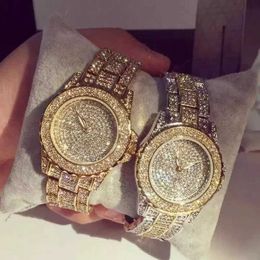Montre-bracelets Top New Luxury Full Diamond Watch For Women Elegant Brand Quartz Steel Watches Ladies Zircon Crystal Fashion Wristwatch horloge 240423