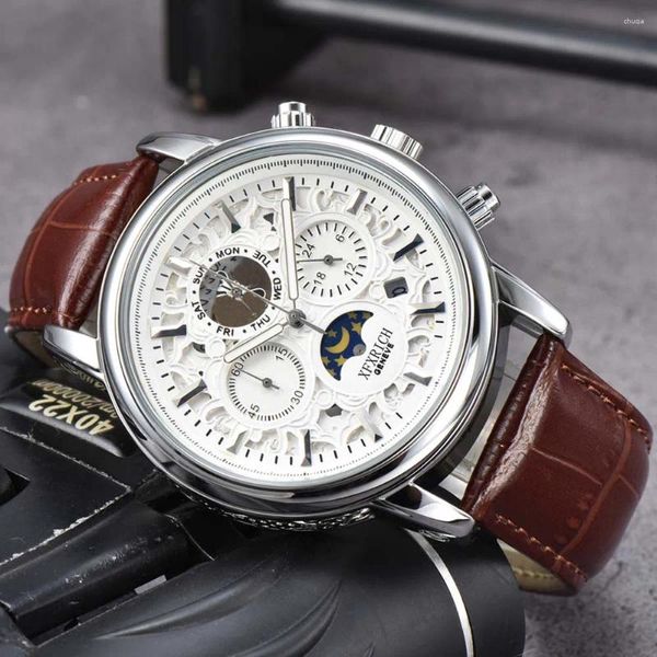 Montres-bracelets Top vente montres de marque originale pour hommes de luxe multifonction automatique date montre chronographe d'affaires horloges de phase de lune