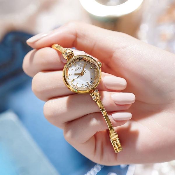 Montres-bracelets Top Petite Montre Femme Julius Japon Quartz Heures Horloge Mode Nacre Bracelet Strass Anniversaire Fille