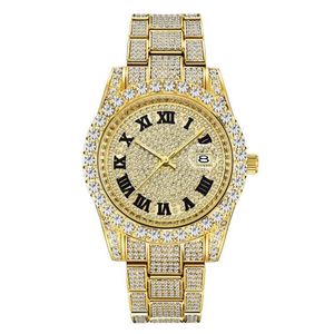 Montres-bracelets Top montres pour hommes Hip Hop glacé diamant homme montre Quartz montre-bracelet mâle horloge Reloj Hombre cadeau Drop222v
