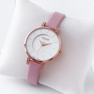 Polshorloges top vrouwen mode trendy horloges luxe dame schattig tijd tiener lederen uur agenda pinkwristwatch meisje liefde cadeau vrouw wacht