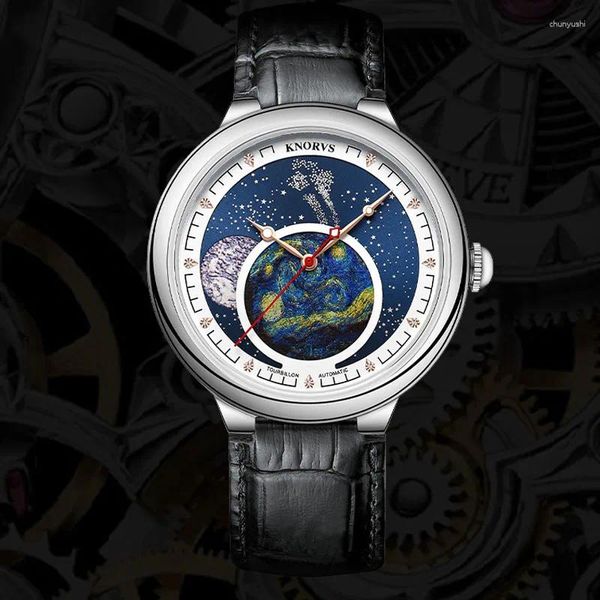 Montre-bracelets Tourbillon Automatic Watch for Men Luxury Mécanique Mélanges Classic Wristwatch Man Leather Band Business Reloj