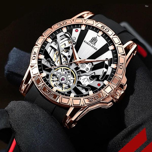 Relojes de pulsera Tourbillon Reloj mecánico para hombre Diseño de moda casual de lujo Deportes automáticos Reloj de pulsera masculino impermeable Relogio Feminino