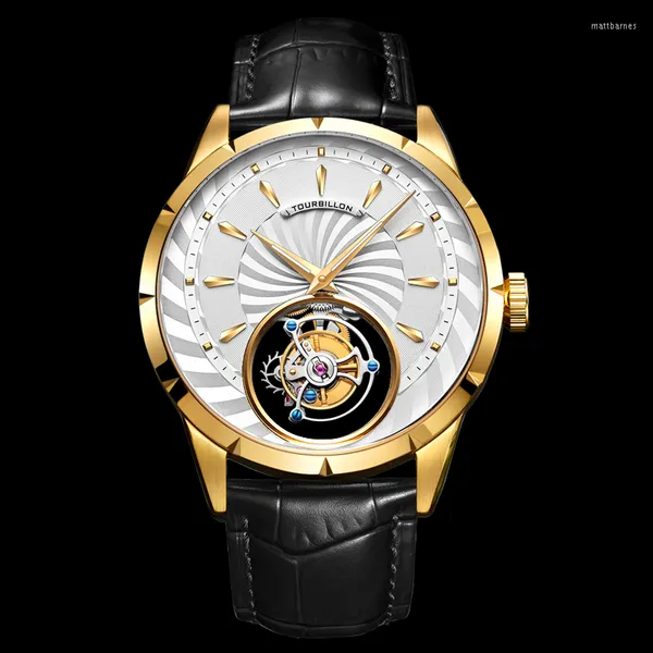 Relojes de pulsera Tourbillon reloj automático mecánico zafiro espejo hombres relojes regalo 2023 personalidad resistente reloj de pulsera