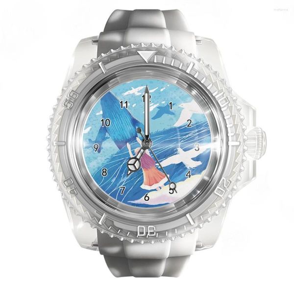 Relojes de pulsera Reloj de silicona transparente Dibujos animados Anime Ballena Relojes para hombres y mujeres Pulsera de cuarzo de moda