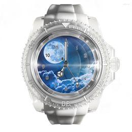 Horloges Transparant siliconen horloge Moon Sea Heren- en dameshorloges Modieus kwartspols