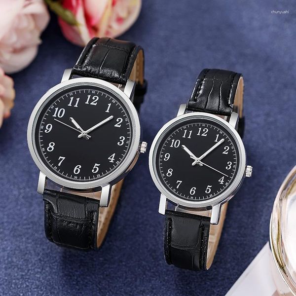 Montres-bracelets à la mode Pu Cuir Montre-bracelet Hommes Femme Couples Montres Horloge Quartz Quotidien Business Bureau Main Bijoux Accessoires