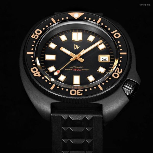 Montres-bracelets Tuna 6105 Diver Watch Men NH35 Automatic Mechanical Sports 46mm Black Stainless Steel Luminous Clocks Homage SKX007