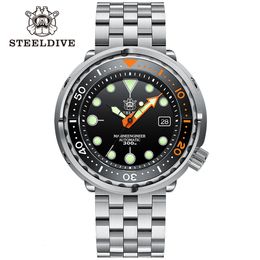 Horloges Tuna Can Klassiek horloge voor heren STEELDIVE SD1975C Superlichtgevende keramische bezel 300M waterdicht NH35-beweging Duikhorloge 230824