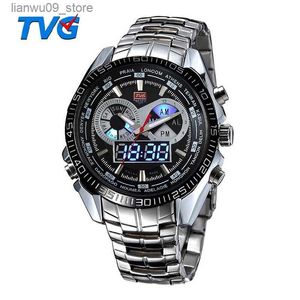 Montres-bracelets TVG marque de luxe en acier inoxydable horloge numérique sport montres LED hommes 30M double mouvements étanche montres Relogio MasculinoQ231123