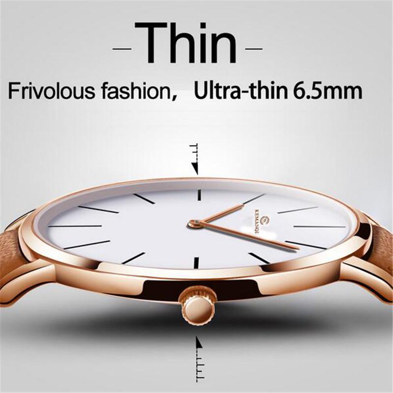 Wristwatches Ultra-thin 6.5mm Watch Men's Elegant Fashion KEMANQI Watches Simple Business Men Quartz Roman Masculine Male Clock Reloj