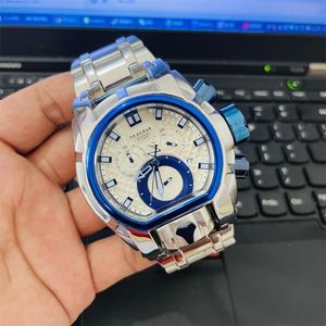 Polshorloges ongeslagen reservebout Zeus Mens Quartz Watch Chronograph Luxe Silver Invincible Invicto Reloj de Hombre Drop 280c