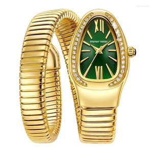 Horloges Uniek ontwerp Slangvormige armband Stijl Horloge Vrouw Mode Dames Diamant Ornamenten Gfit Casual