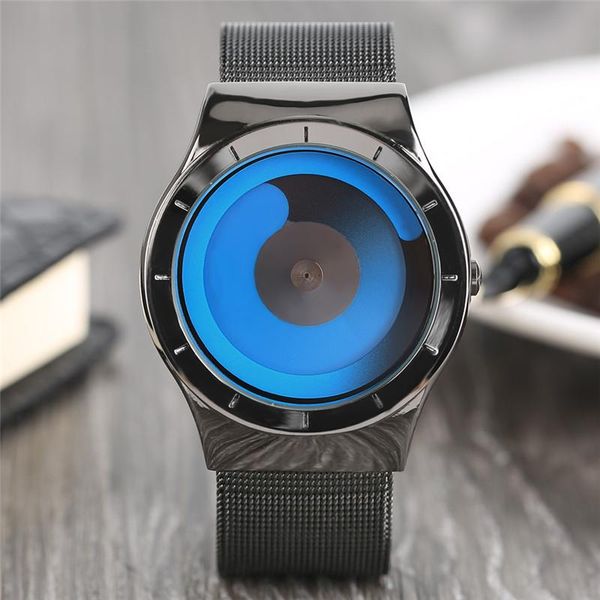 Montres-bracelets Unique Gradual Change Color Quarzt Montre-bracelet pour hommes Turntable Watch Non-analog Male Clock Unisex Student Relogio MasculinoWri