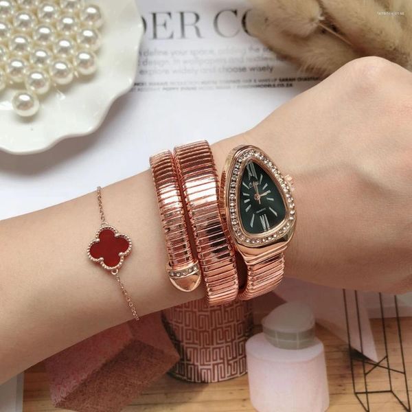 Relojes de pulsera relojes únicos en forma de serpiente para mujeres con muñeca de pulsera de diamantes de lujo de moda de lujo solo reloj solo reloj