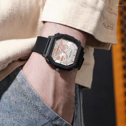 Horloges UTHAI BK115 Vierkante Heren Gear Quartz Horloge Business Dating Mode Trend Sport Legering Mannelijke Reloj