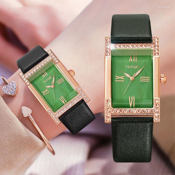 Relojes de pulsera UTHAI BK37 Ladies Diamond Ins Wind Impermeable Luminoso Pequeño Reloj Verde