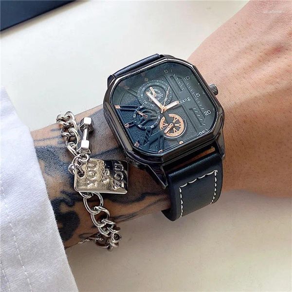 Wallwatches Uthai H79 Student Square Trend Sports Sports Fashion Aloy Aloy Improoner Water Improy Cool Black Belt Men Relojes de cuarzo