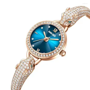 Montres-bracelets Uthai L30 Montre à quartz de mode pour femme Tête de léopard Bracelet étanche Lumière Luxe Incrusté Bijoux brillants pleins de diamants