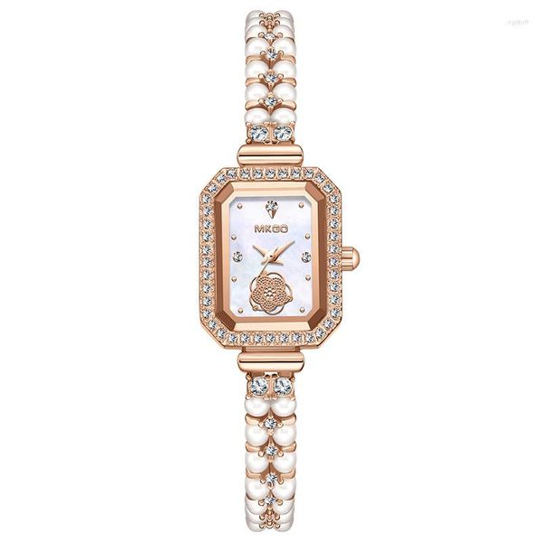 Montres-bracelets Uthai W40 Montre pour femmes Perle Fritillary Square Étanche Mode Luxe Améthyste Diamant Incrusté Lady Bracelet