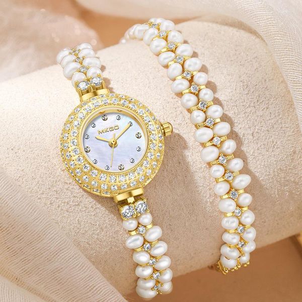 Montres-bracelets UTHAI W73Watch pour femmes perle montre marque lumière bijoux de luxe plein diamant dames bracelet montres cadeau de la Saint-Valentin