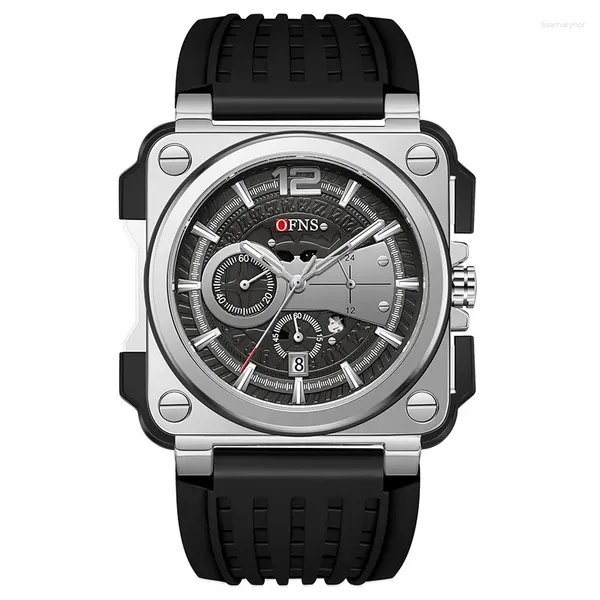 Relojes de pulsera UTHAI W97 Reloj para hombres Marca de gama alta Dial cuadrado Calendario simple Relojes de cuarzo de moda de silicona a prueba de agua